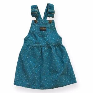 Vintage OshKosh Blue Floral Corduroy Skirtall Dress